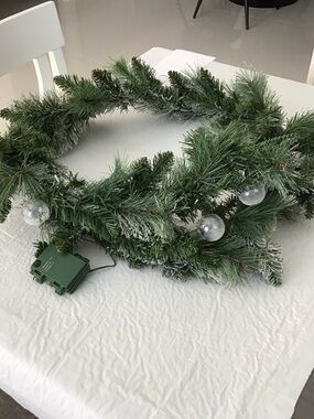 Ashland Green Frosted Pine Holiday Wreath with Clear Ornaments